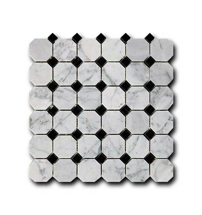 Мозаика Art Natura Octagon Bianco Carrara + Nero Marquina 30,5х30,5