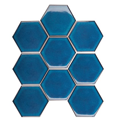 Hexagon Big Deep Blue Glossy 95x110