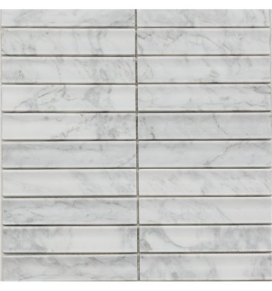 PIX341 мозаика Bianco Carrara Concave 3x1.51 30,5x31,8