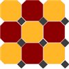 Brick Red 20 Ochre Yellow 21 OCTAGON + Black 14 Dots 30x30
