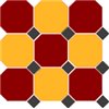 Brick Red 20 Ochre Yellow 21 OCTAGON + Black 14 Dots 30x30